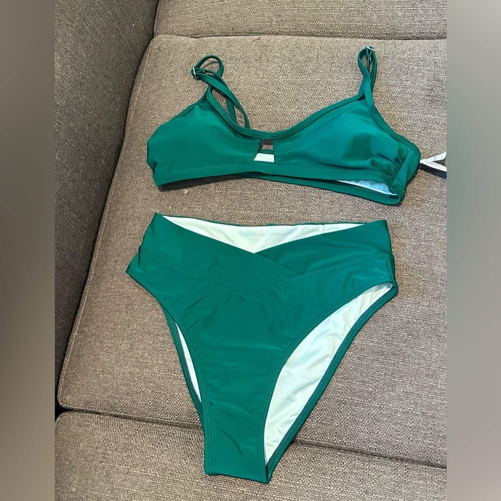 Cupshe Teal Bikini Set